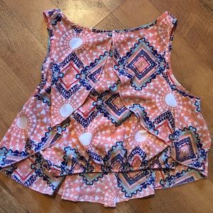 Peach print crop top